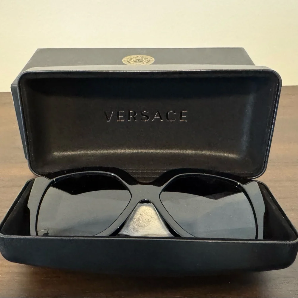 Versace Black Sunglasses with Gold Detail - Picture 9 of 12